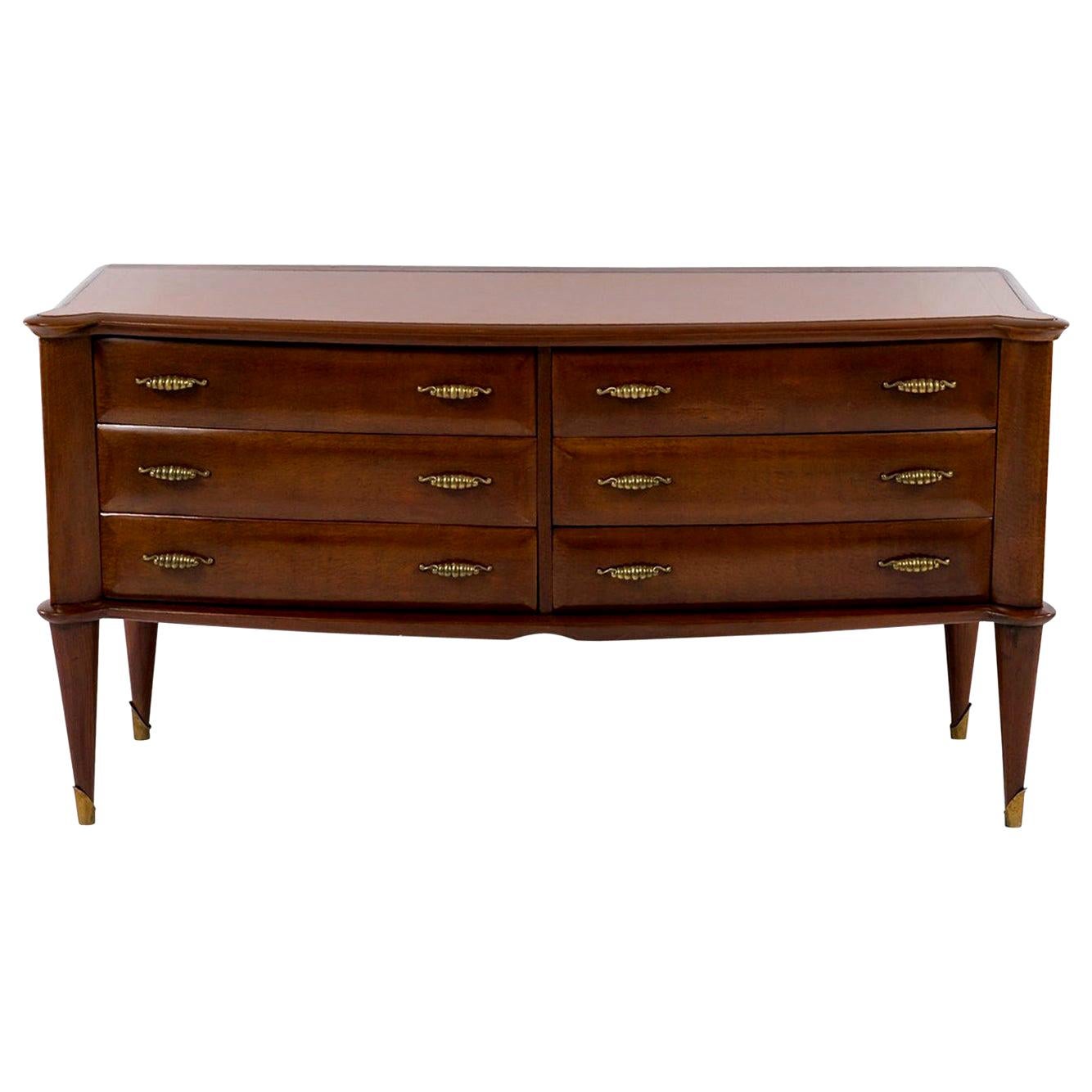 Ponti Style Walnut Credenza For Sale