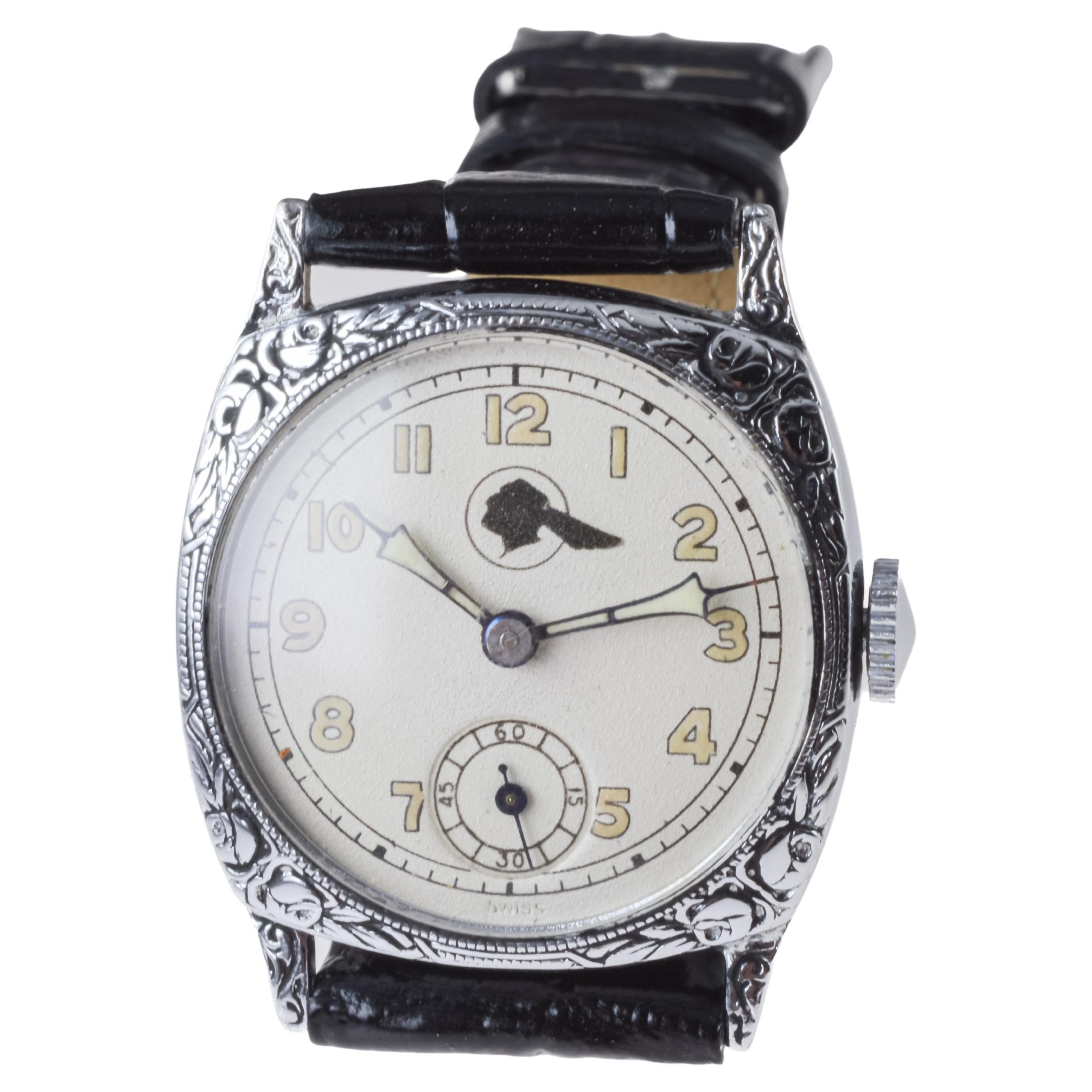 Pontiac Logo Art Deco Kissenförmige Uhr mit hellem Zifferblatt und Leuchtzifferblatt 1930er Jahre im Angebot 6