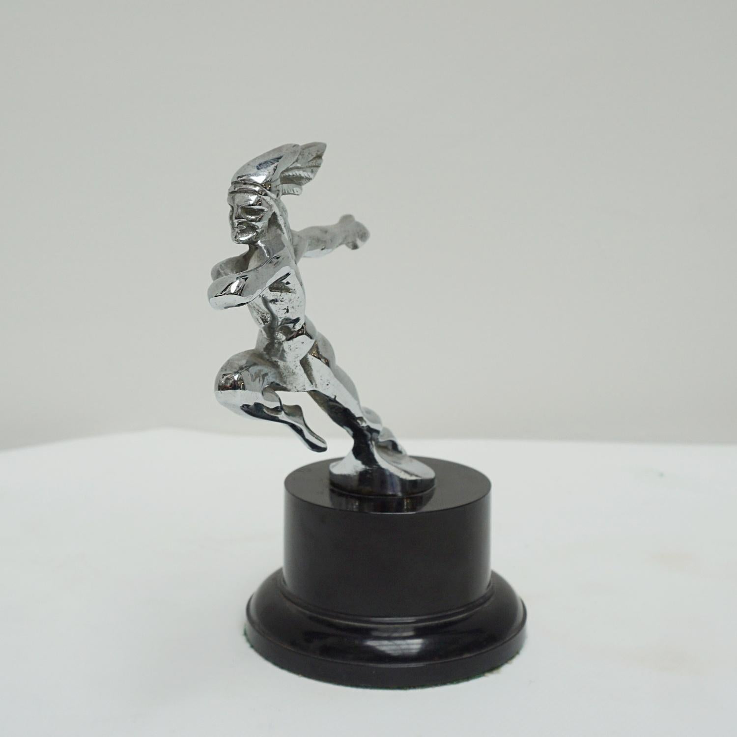 American Pontiac Running Chief 1930s Nickel Plated Mascot