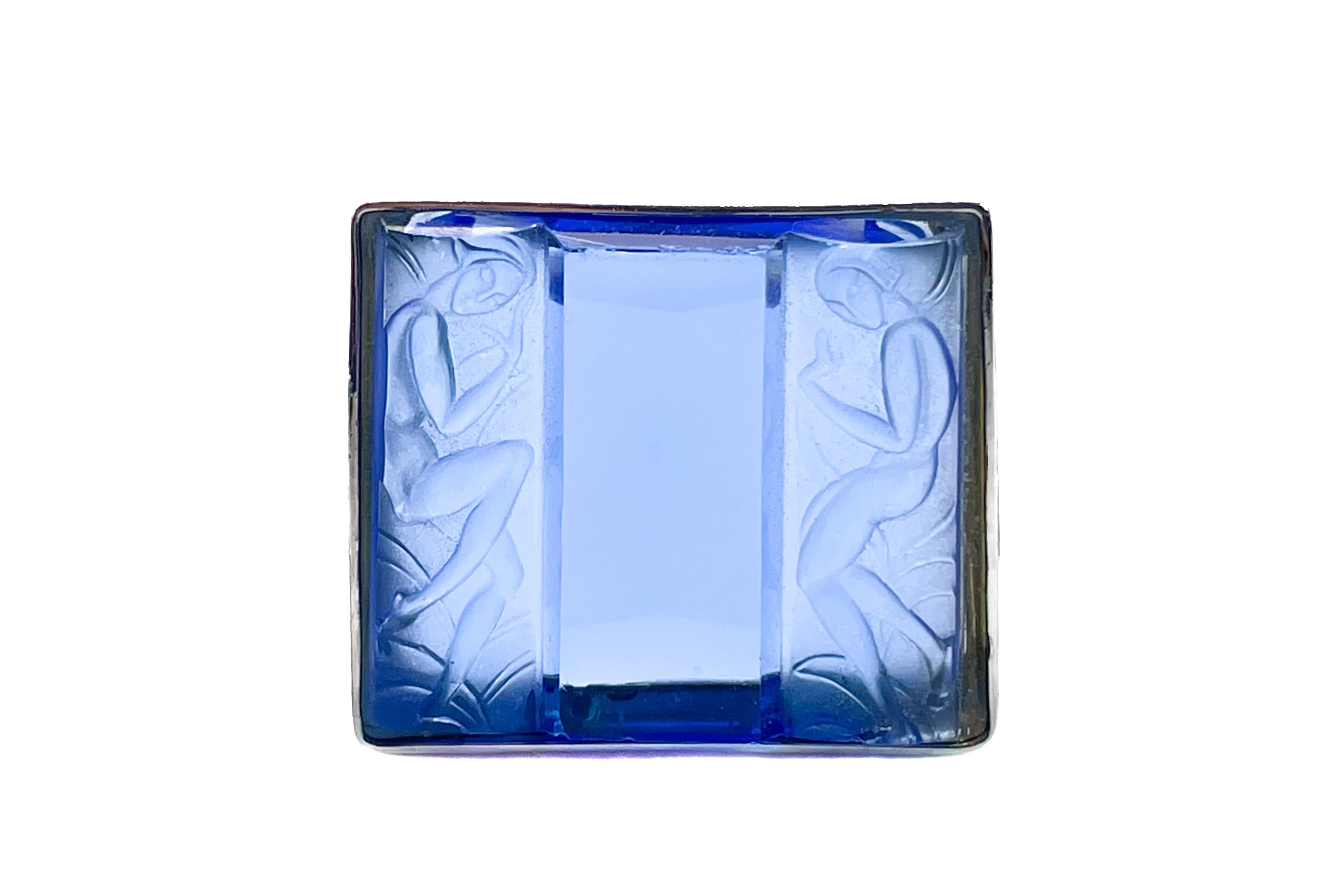PONTIEL Art Deco Stilisiertes schlankes gefüttertes Frauenmotiv auf blauem Glas Tamara-Armband (Art déco) im Angebot