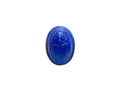 PONTIEL Egyptian Revival Blue Glass Scarab Sterling Silver Ring