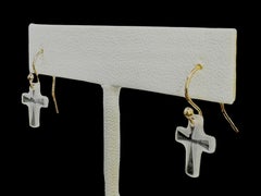 PONTIEL Swarovski Clear and Frosted Crystal Cross Drop Earrings