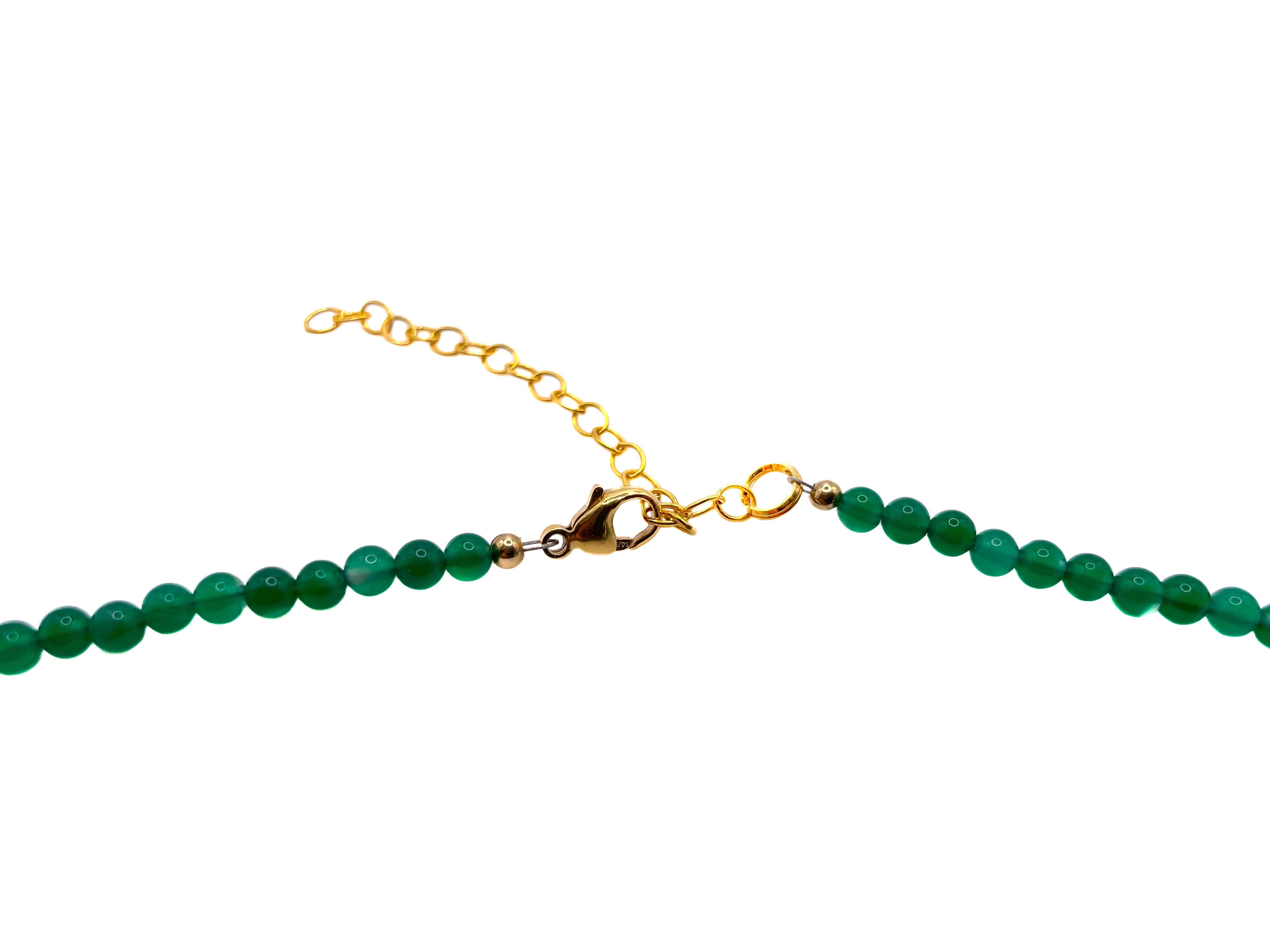 PONTIEL Vintage Glas-Blumenknospen und Jade-Perlen mit Goldfüllung Avalon-Halskette im Zustand „Hervorragend“ im Angebot in Houston, TX