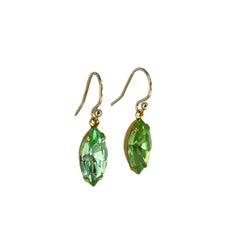 PONTIEL Vintage Peridot Crystal Navette Drop Earrings