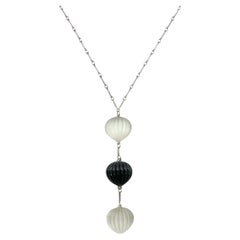 PONTIEL Vintage Ribbed Briollette Glass Drop Necklace