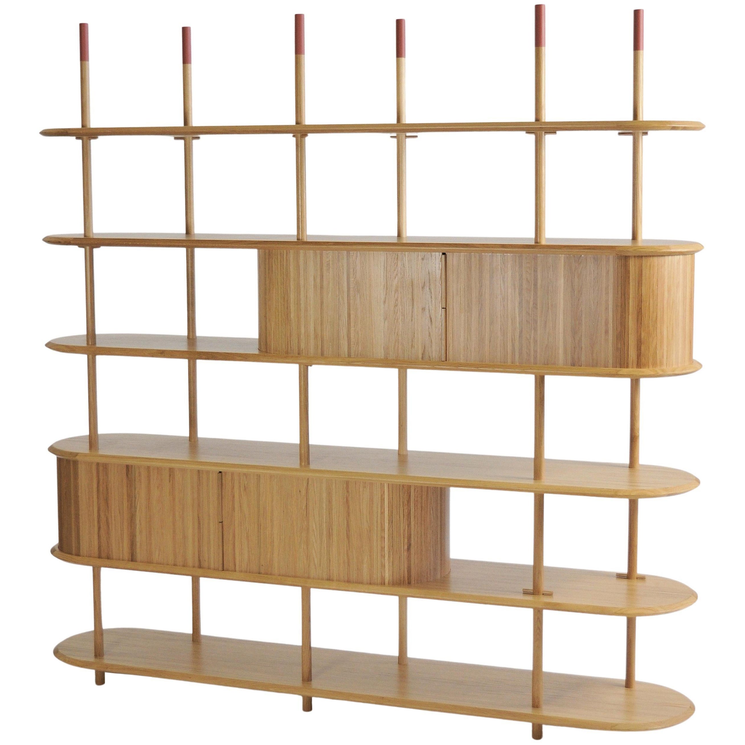 Pontile bookcase and cabinet, in oak wood by AccardiBuccheri for Medulum