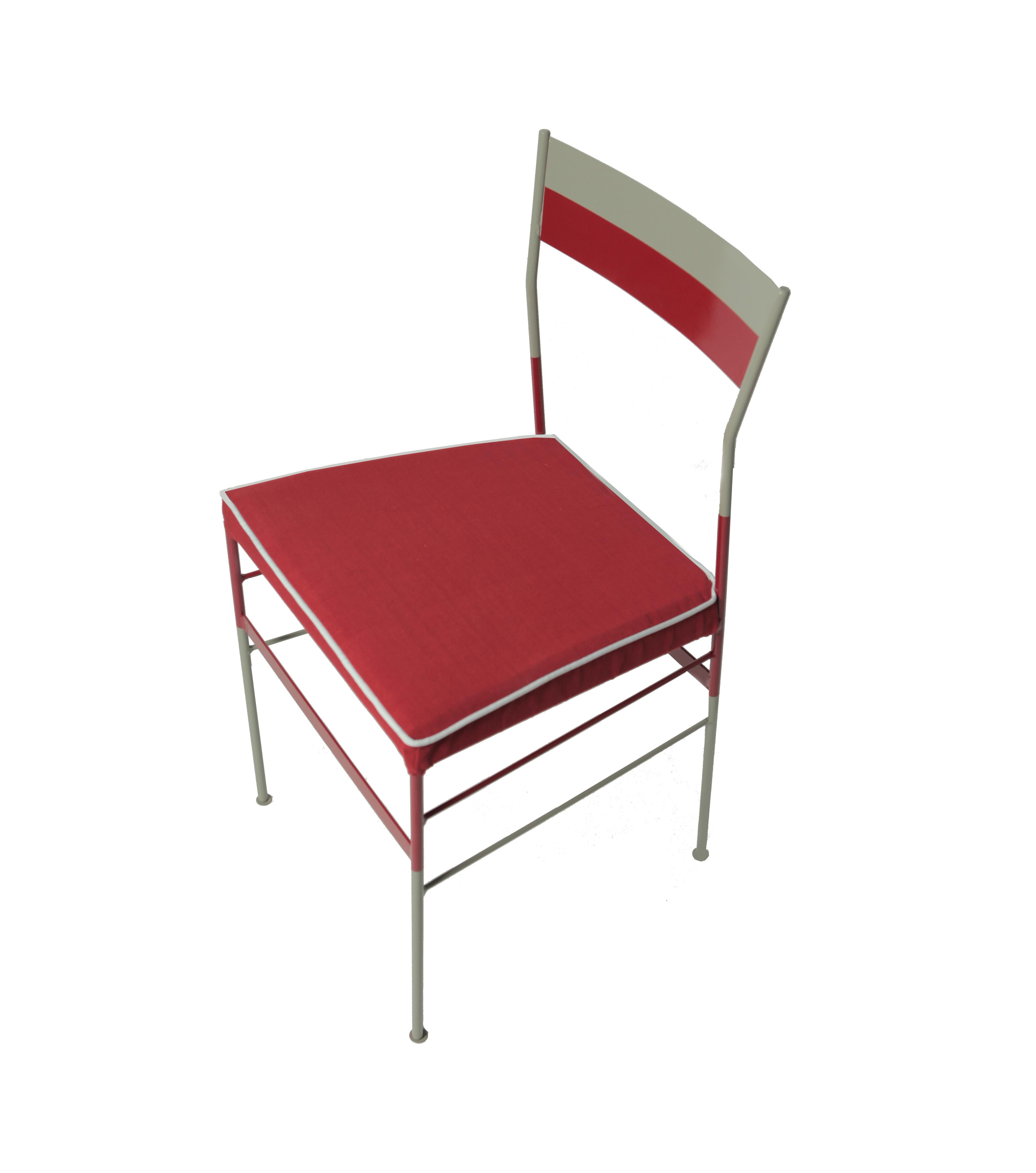 Other Pontina Rosso Grey Chair Made in Italy For Sale