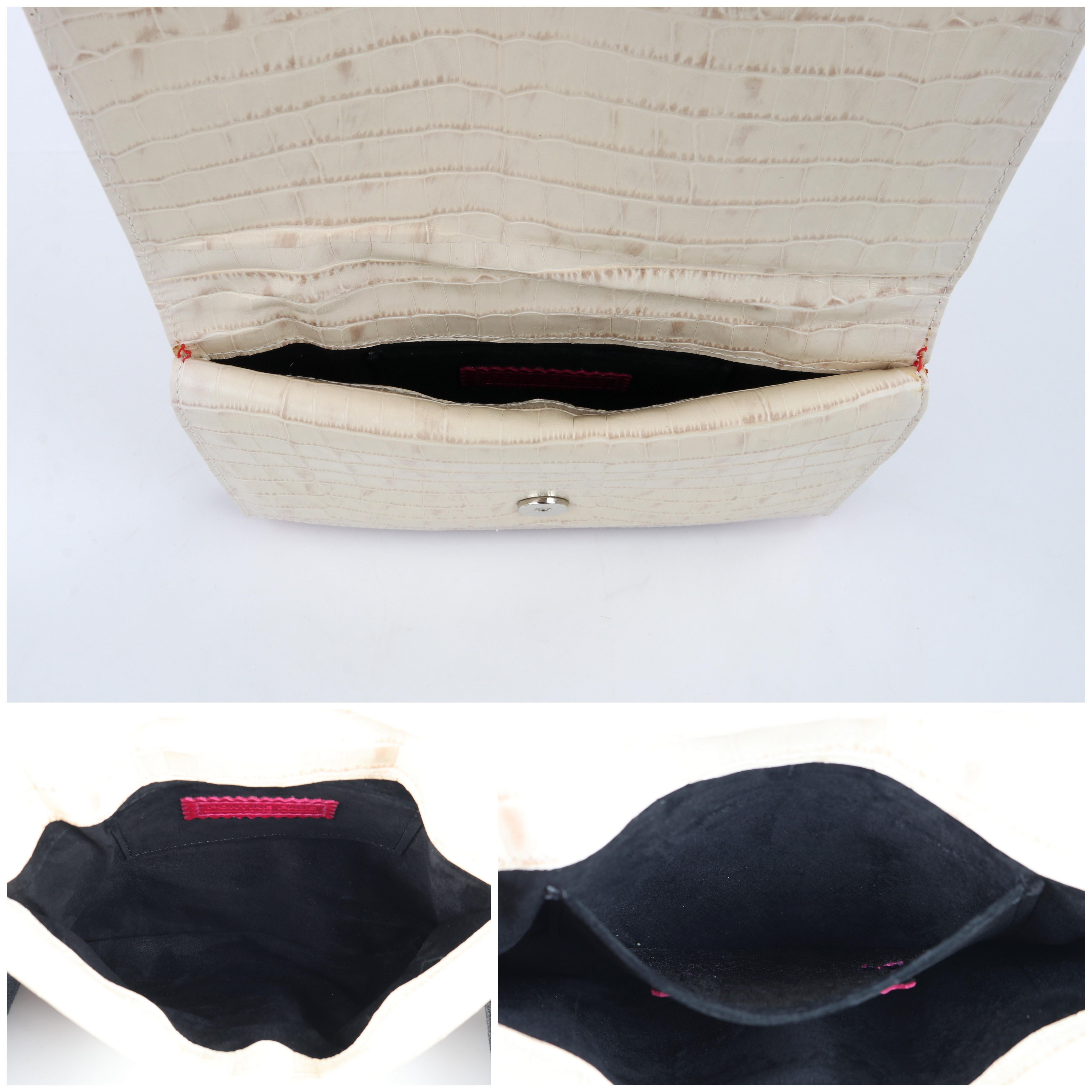 PONTINE PAUS c. 2008 Red Ivory Crocodile Leather Flap Fold Clutch Purse Bag RARE For Sale 6