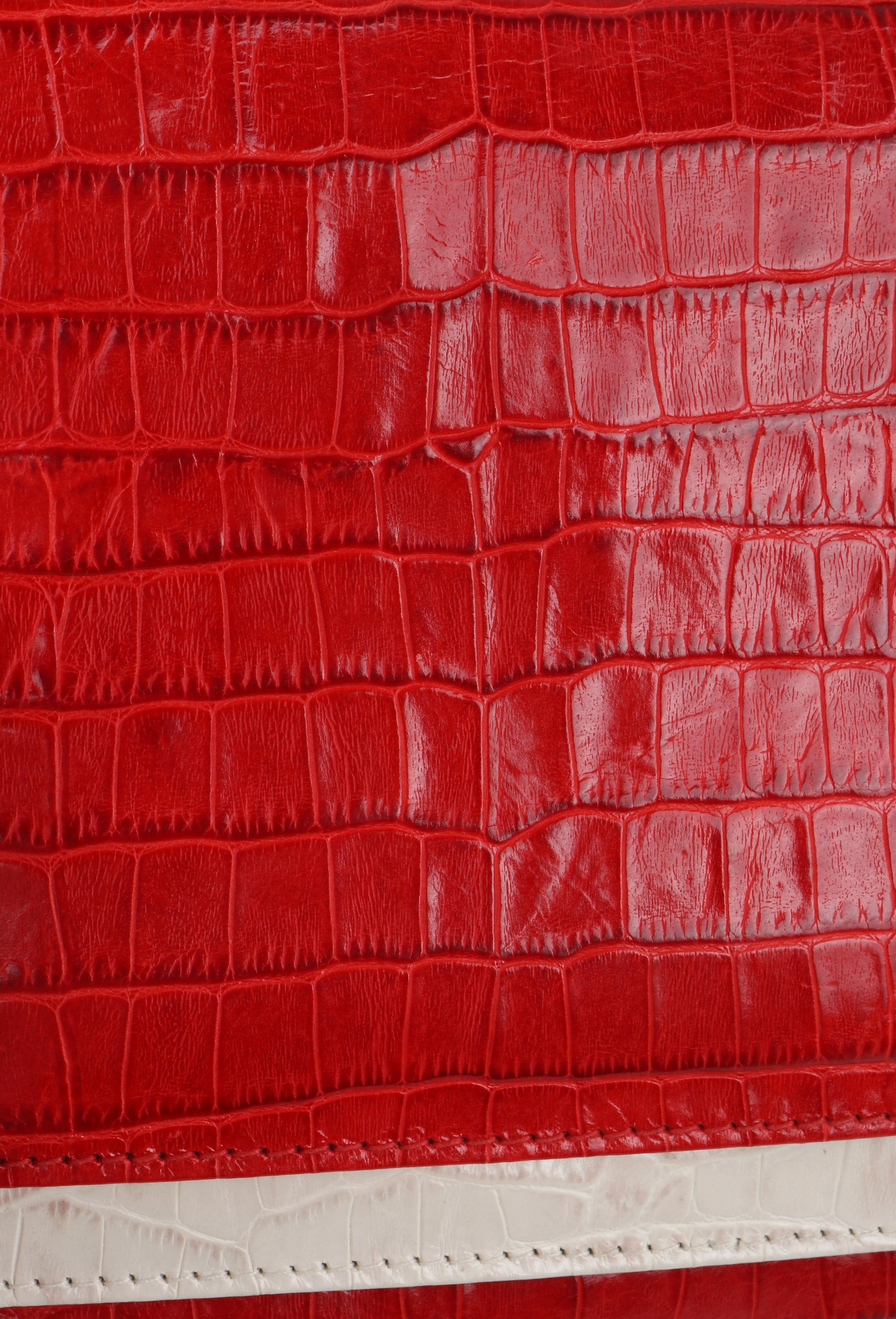 PONTINE PAUS c. 2008 Red Ivory Crocodile Leather Flap Fold Clutch Purse Bag RARE For Sale 9