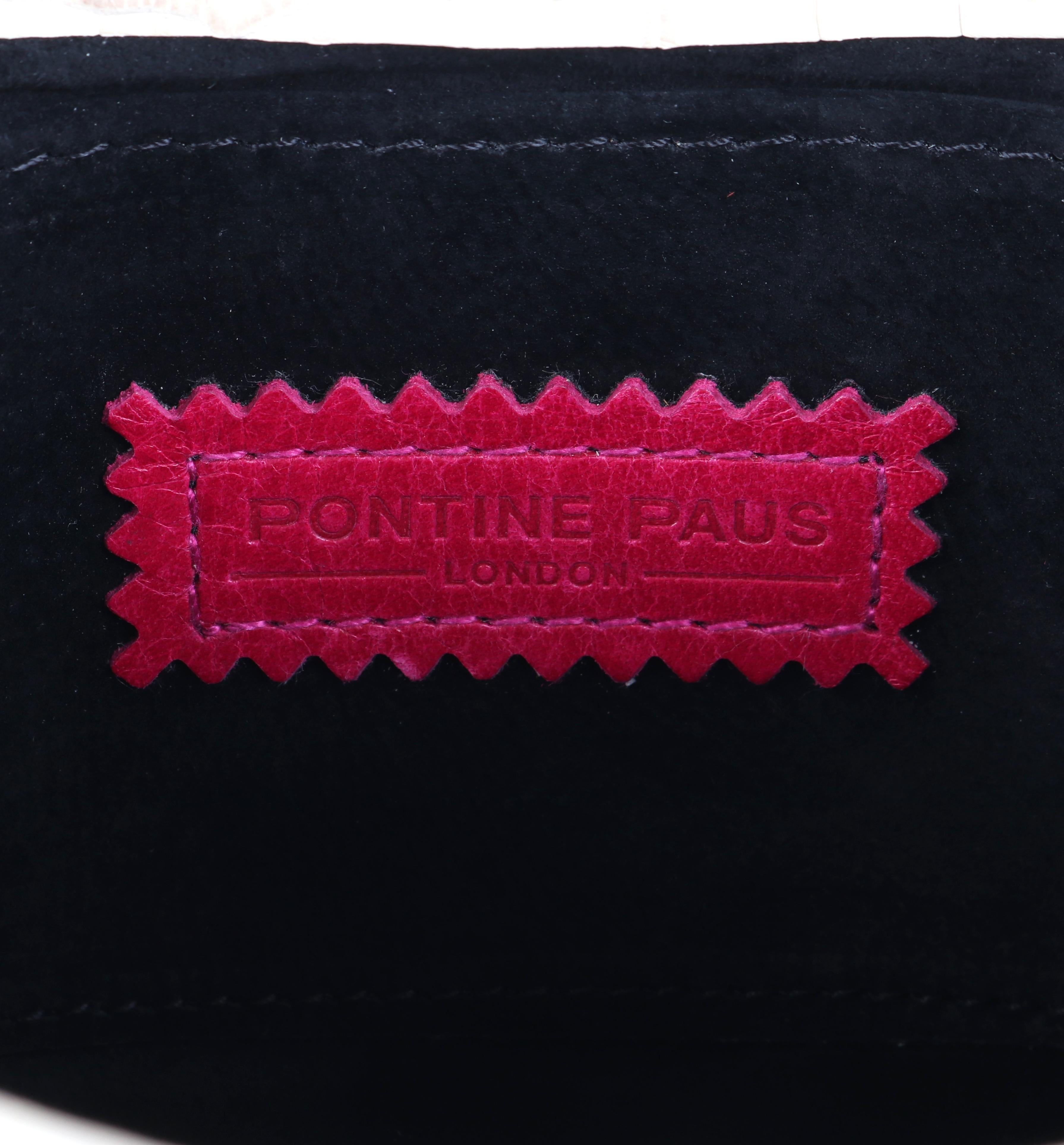PONTINE PAUS c. 2008 Red Ivory Crocodile Leather Flap Fold Clutch Purse Bag RARE For Sale 10
