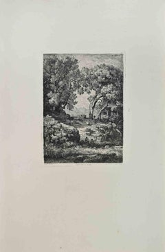 Campagne de Rome - Etching by Pontus Cinier - 1870s