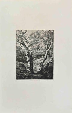 Foret De Fontainebleau - Etching by Pontus Cinier - 1870s