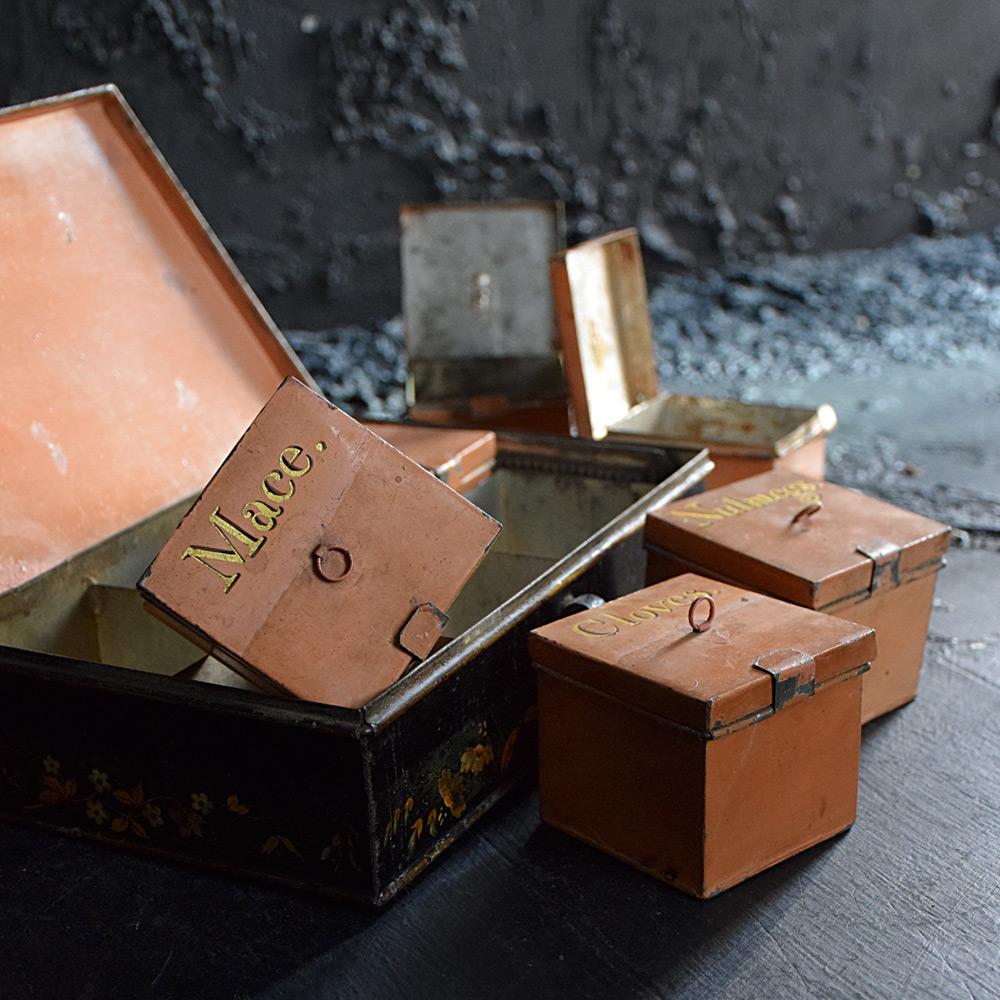 Hand-Crafted Pontypool Lacquered English Spice Box, Circa 1850