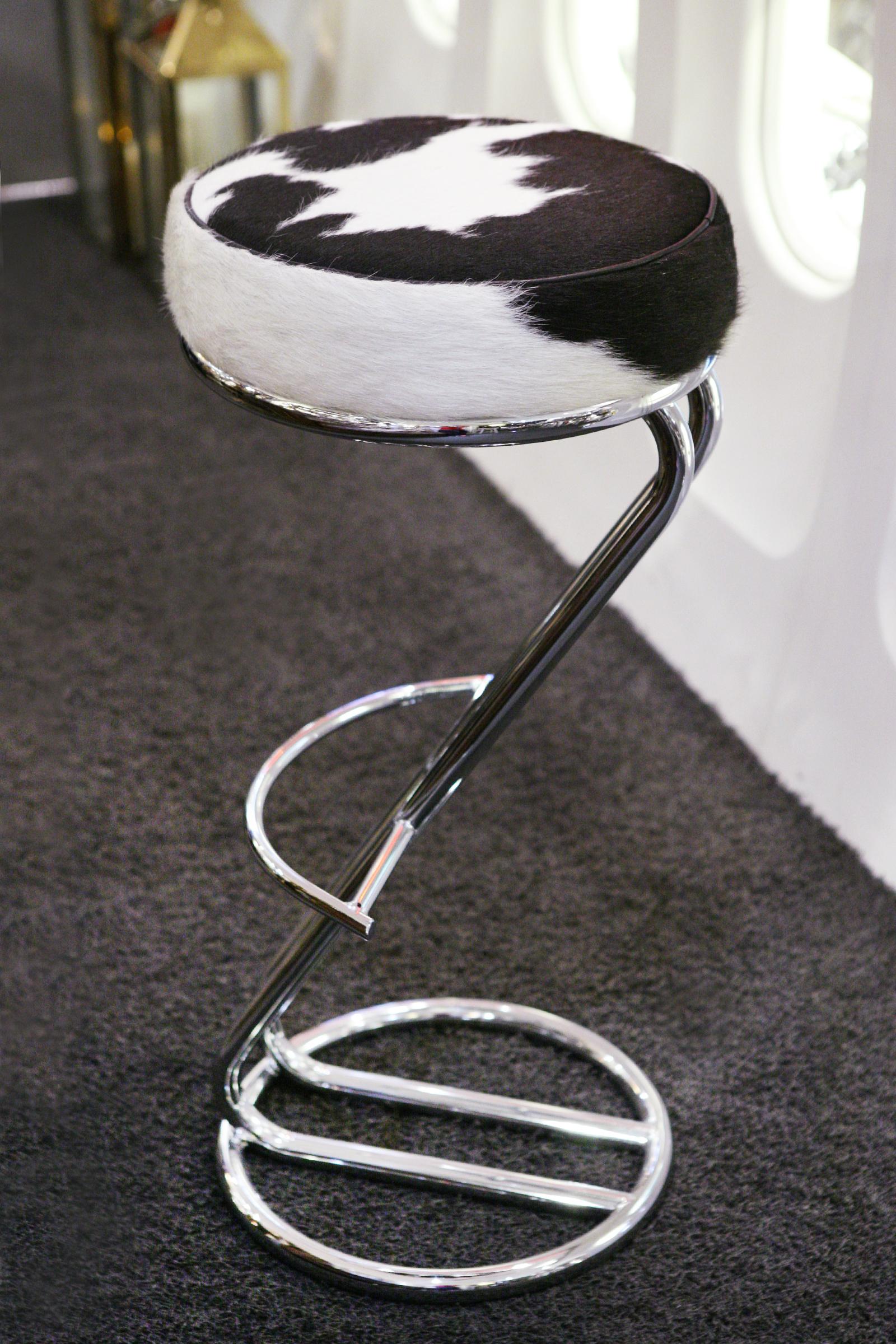 Italian Pony 1 Bar Stool with Polished Stainless Steel Base