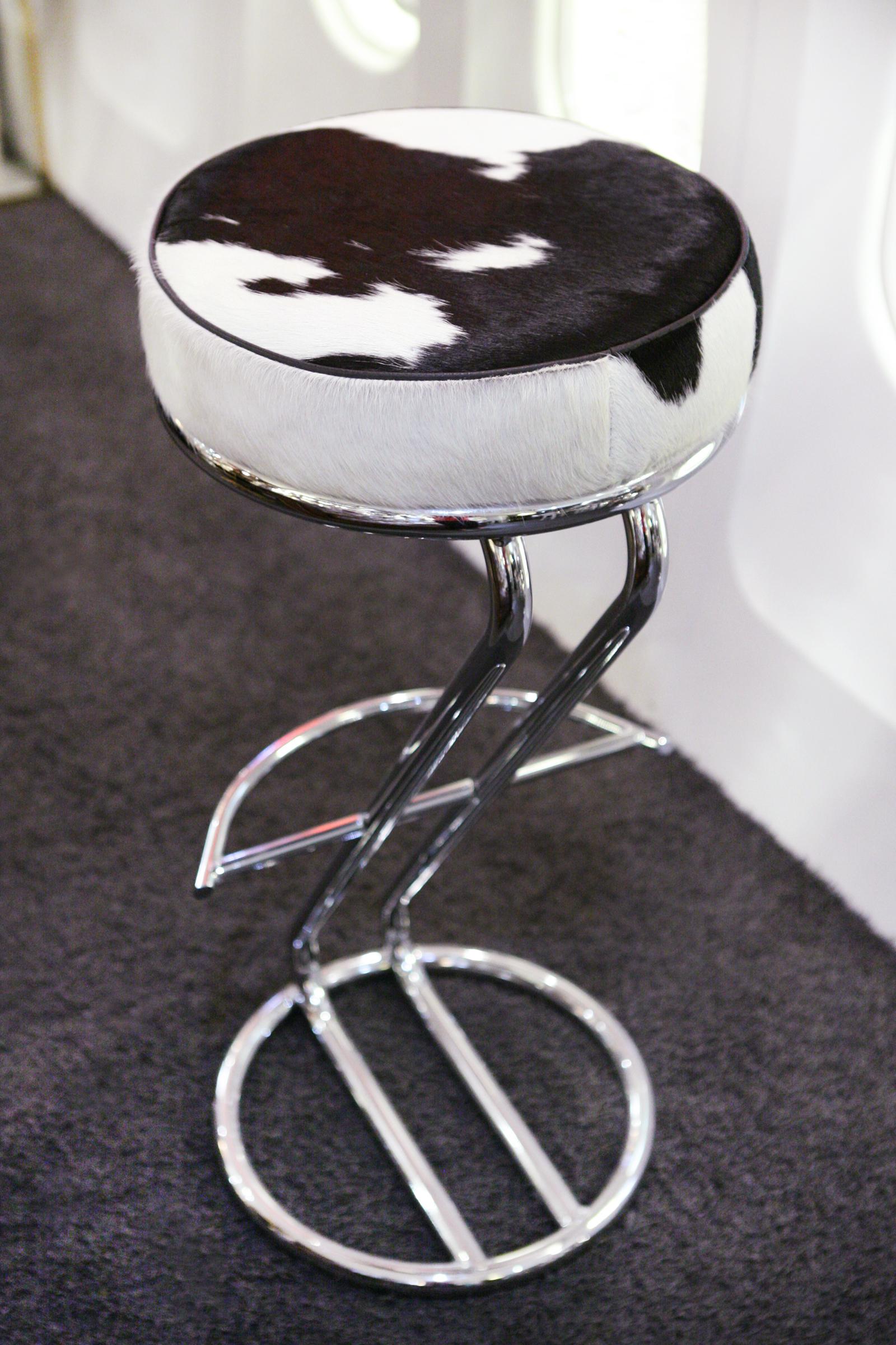 Contemporary Pony 2 Bar Stool with Polished Stainless Steel Base