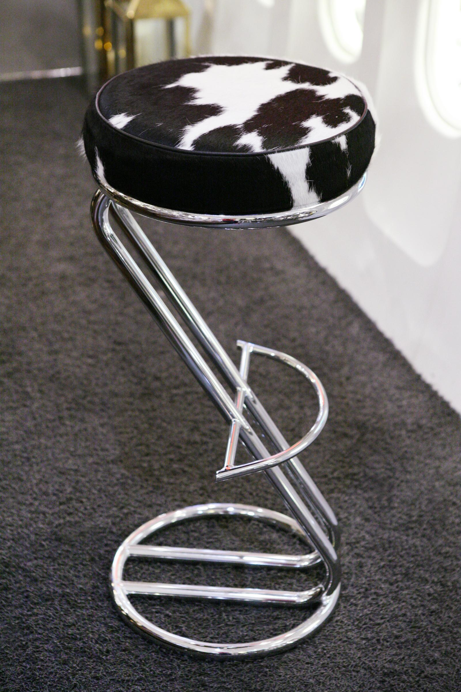 Pony 1 Bar Stool with Polished Stainless Steel Base 1