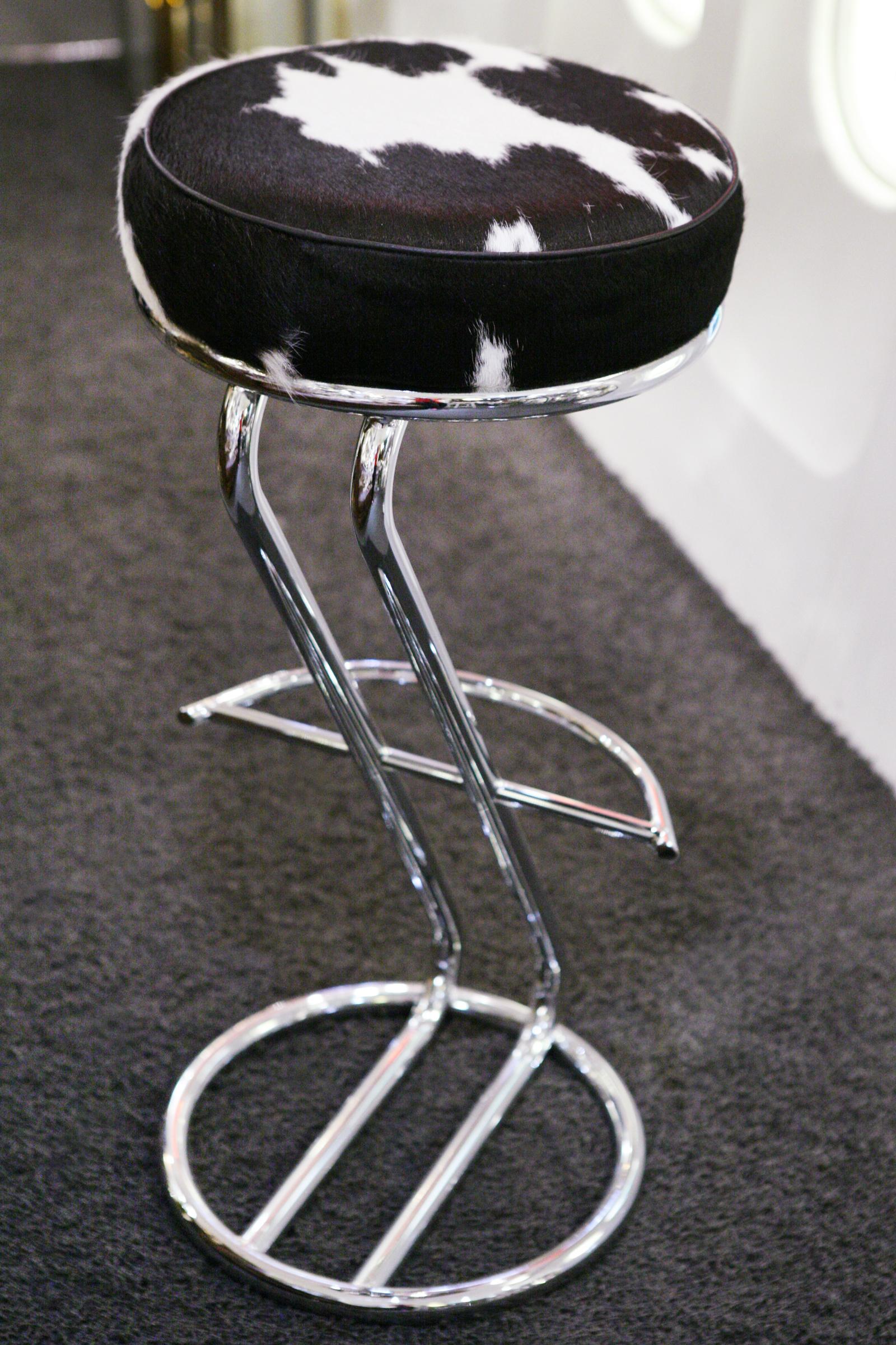 Pony 1 Bar Stool with Polished Stainless Steel Base 2