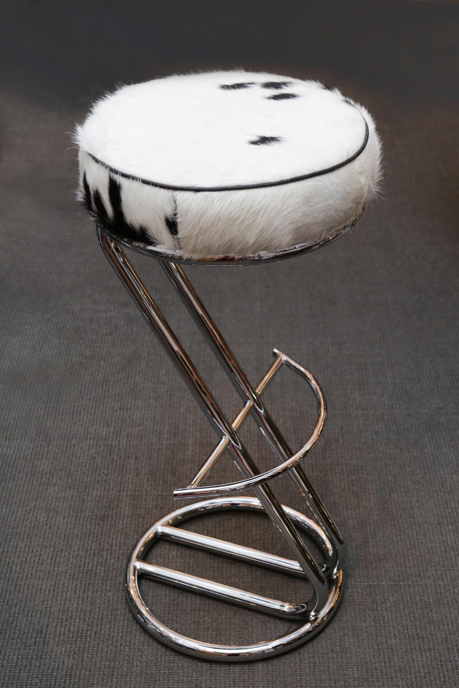 Pony A Bar Stool with Polished Stainless Steel Base In New Condition In Paris, FR