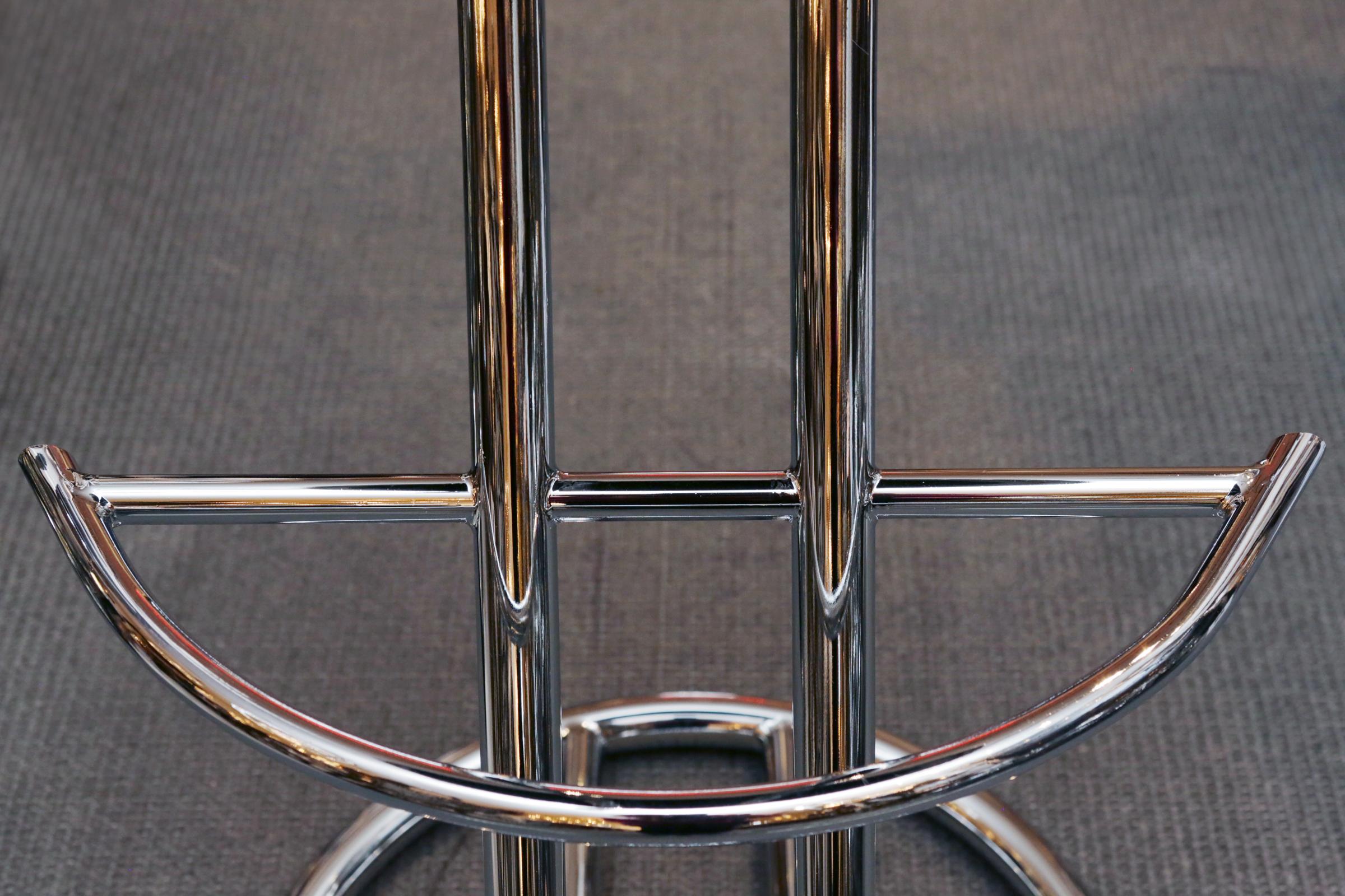 Pony A Bar Stool with Polished Stainless Steel Base 1