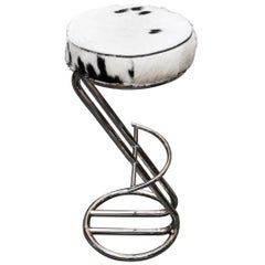 Pony A Bar Stool with Polished Stainless Steel Base