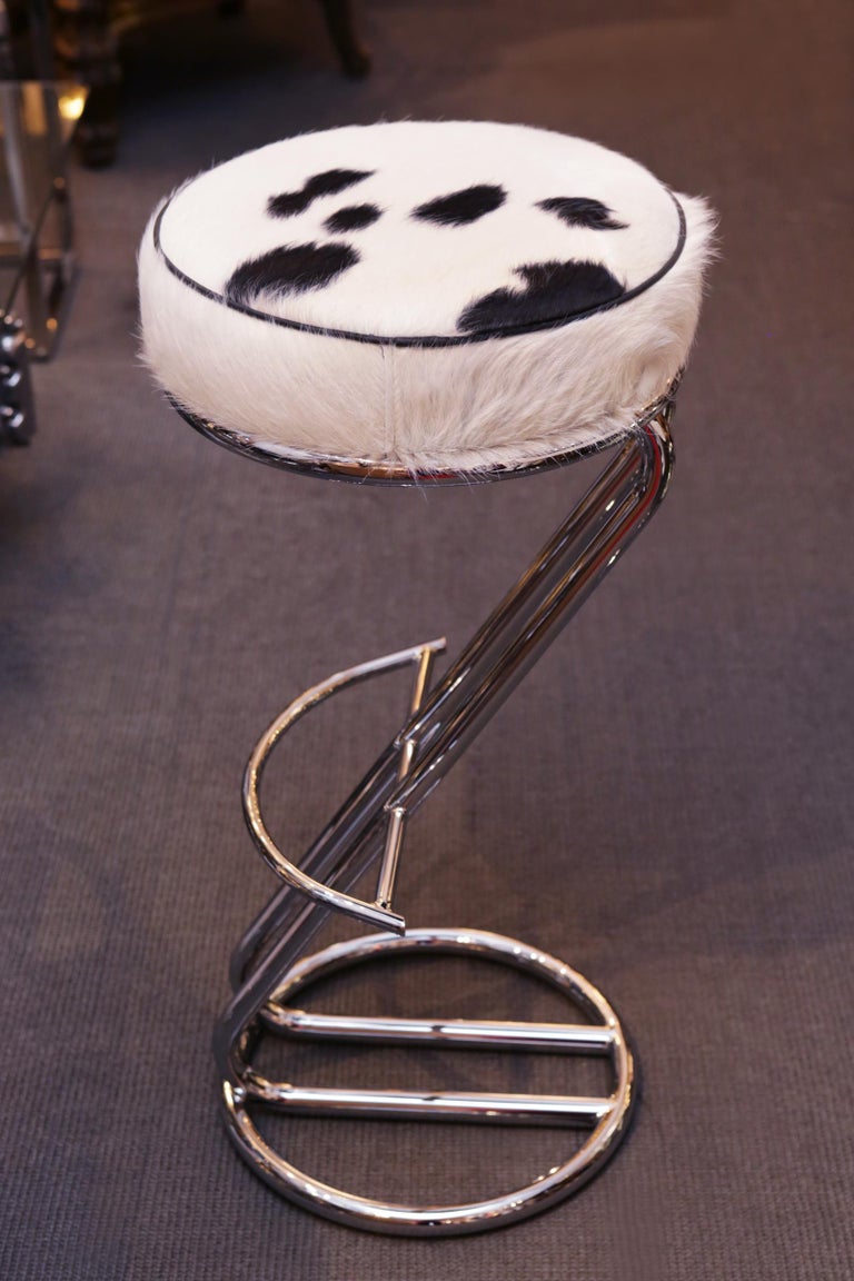Pony C Bar Stool with Polished Stainless Steel Base at 1stDibs