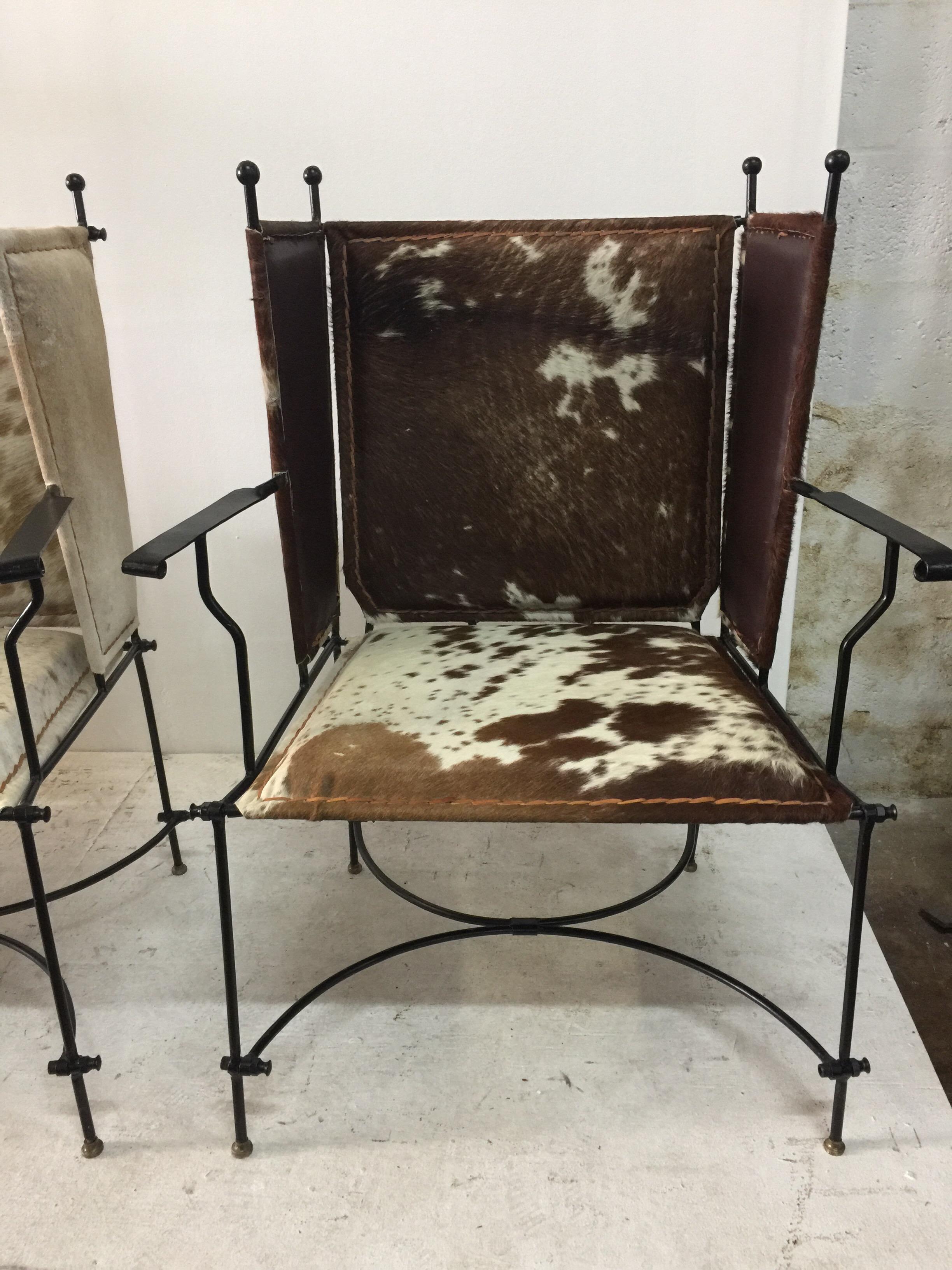 Pony Hide on Wrought Iron Armchairs 5