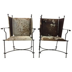Pony Hide on Wrought Iron Armchairs