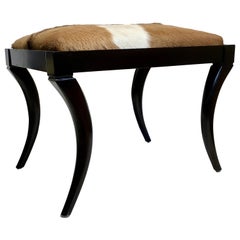 Pony Skin Upholstered Hide Bench with Saber Legs