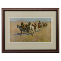 Antique "Pony Tracks in the Buffalo Trail" Frederic Remington Chromolithograph, 1910