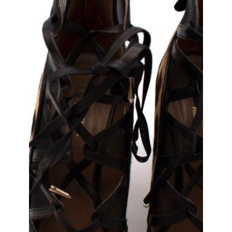 Ponyhair & Mesh Lace-Up Sandals For Sale 1