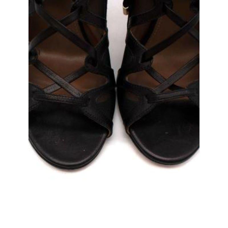 Ponyhair & Mesh Lace-Up Sandals For Sale 2