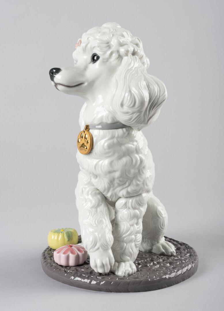 Hand-Crafted Lladró Poodle with Mochis Dog Figurine