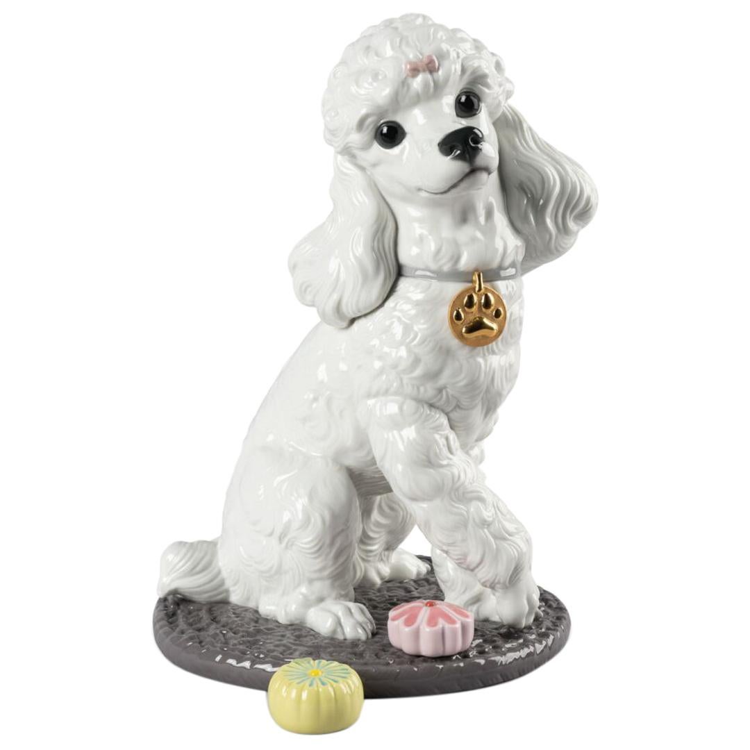 Lladró Poodle with Mochis Dog Figurine