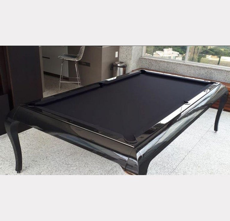 Pool Table with Dining Top in Black Laquer with the Graphite Felt For