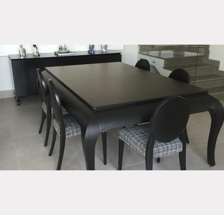 Pool Table with Dining Top in Black Laquer with the Graphite Felt For