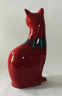 Poole Pottery Red Flambé Delphis Cat in Perfect Condition