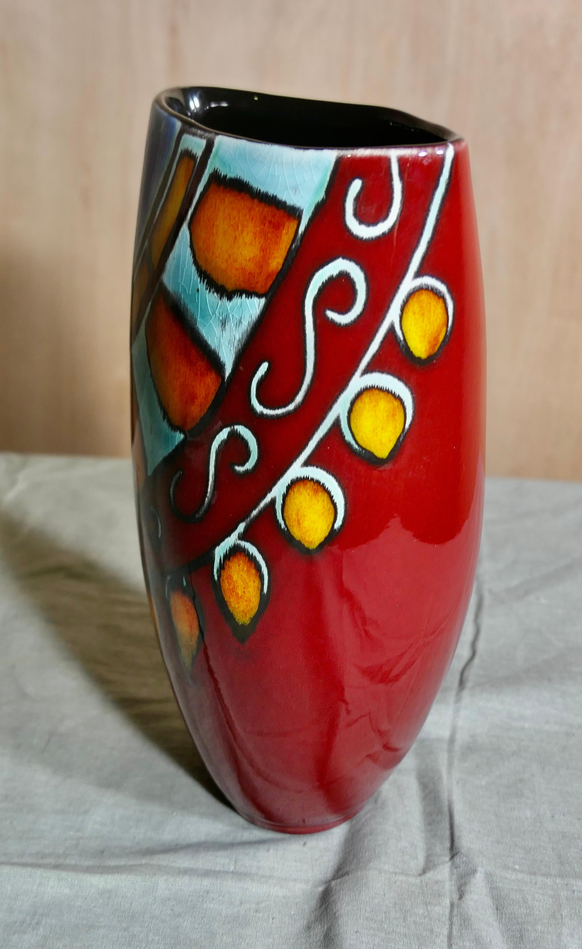 20th Century Poole Pottery Vase by Anita Harris   Lovely vibrant colours. A delightful piece For Sale