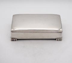 Poole Silver Co. 1930 Scatola da scrivania Art Deco in argento 925 e legno di cedro