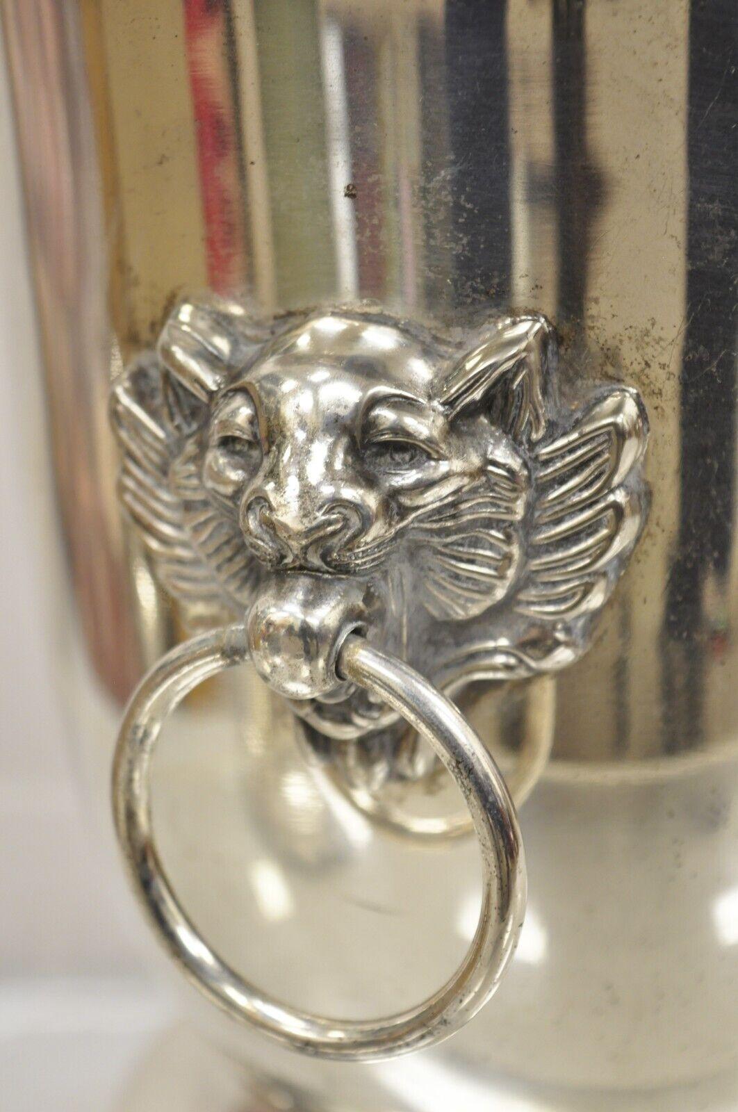 Mid-20th Century Poole Silver Regency Style Silver Plated Lion Head Fluted Champagne Ice Bucket For Sale
