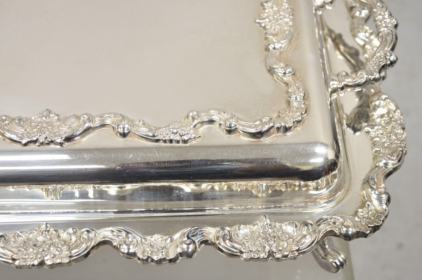 Poole Silver Victorian Silver Plated Large Lidded Covered Serving Platter Dish For Sale 7