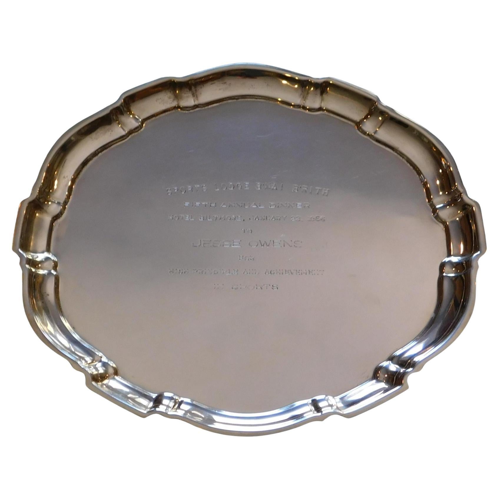 Poole Sterling Silver "Chippendale" Tray - An award to Jesse Owens For Sale