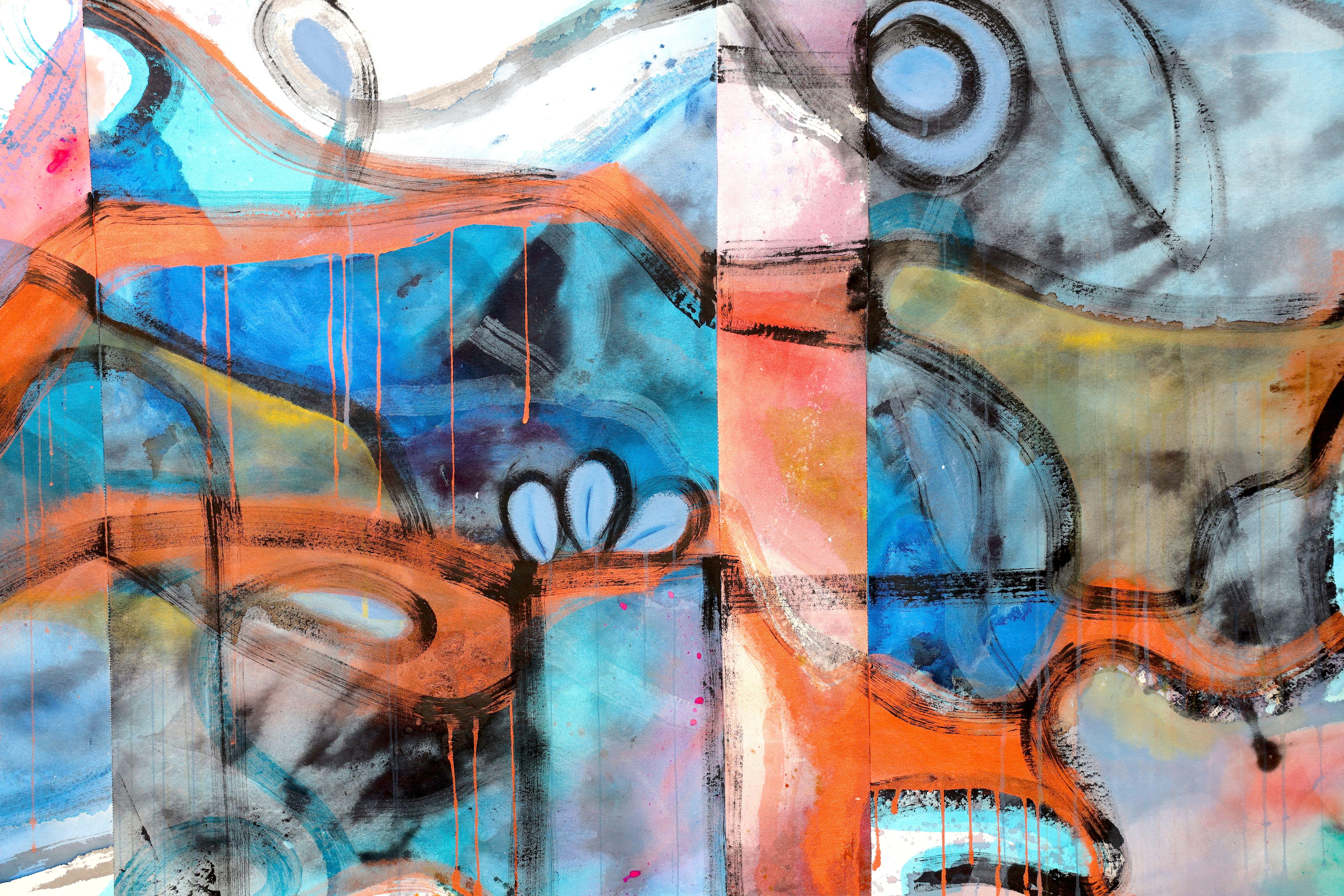 Do it anyway - Abstract Geometric Acrylic Painting - Blue Abstract Painting by Poonam Choudhary