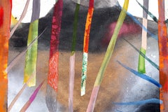 Out of the Blue 01, peinture originale contemporaine expressionniste colorée sur la forêt