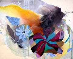 Ressstant au présent - Peinture acrylique abstraite impressionniste de fleurs