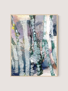 Still standing 02- Paesaggio di tronchi d'albero - Pittura astratta Wabi-sabi