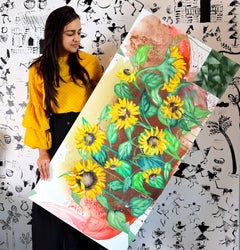 Faisant face au soleil, techniques mixtes sur toile