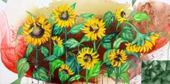 Di fronte al sole, tecnica mista su tela