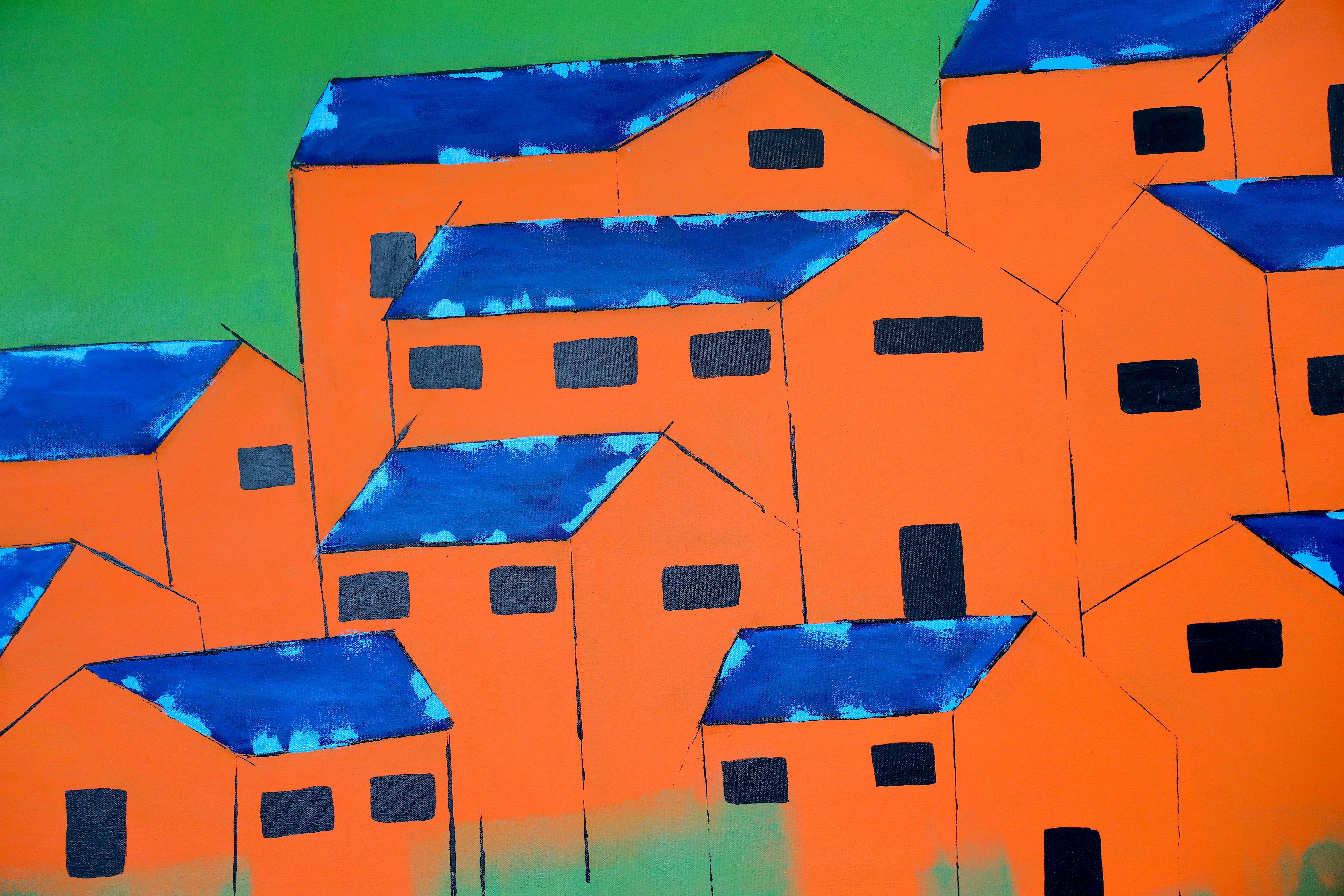 Shelters, Painting, Acrylic on Canvas For Sale 2
