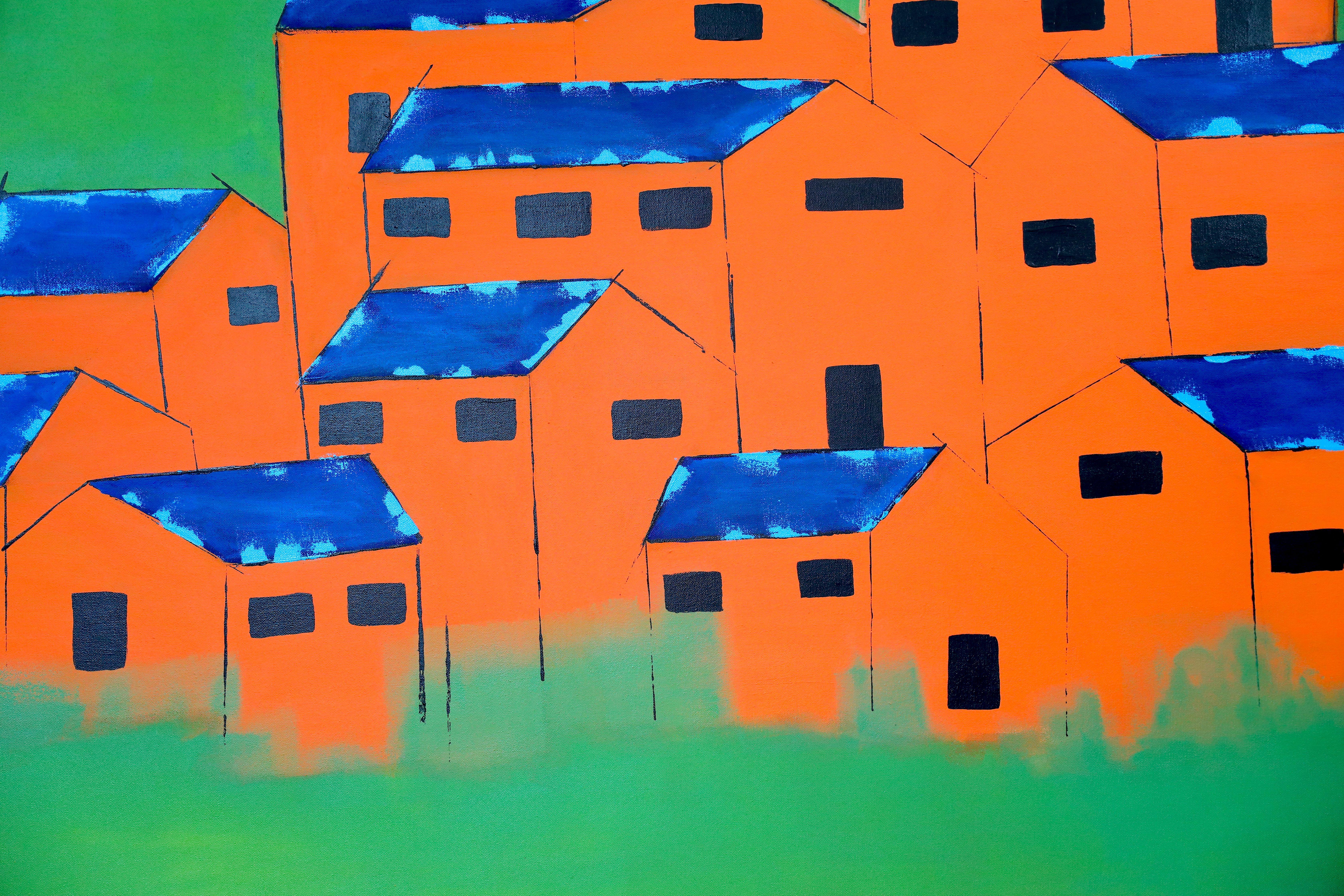 Shelters, Painting, Acrylic on Canvas For Sale 3