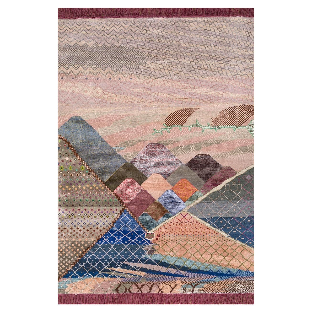 One of a Kind Poora Bas Apna Rug, Knotted, Wool, Bamboo Silk, 120x180cm For Sale